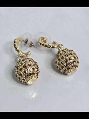 Gold-Tone Crystal Pavé Drop Earrings - Topaz Crystal